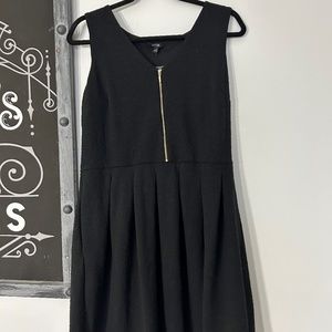 Black flare dress with zipper detail